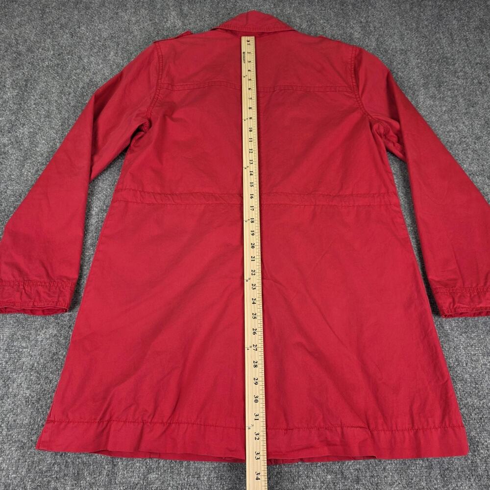 Tommy Hilfiger Coat Womens Large Red Utility Full Zip Trench Coat Pockets Jacket - Picture 5 of 16